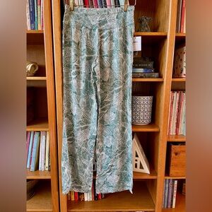 O'Neill Johnny Wide Leg Beach Lounge Pants Green Tropical Palm - Medium